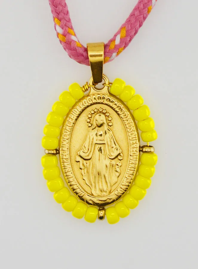 Wonderdadige Medaille Gele Kralen en Koord (pic 1)