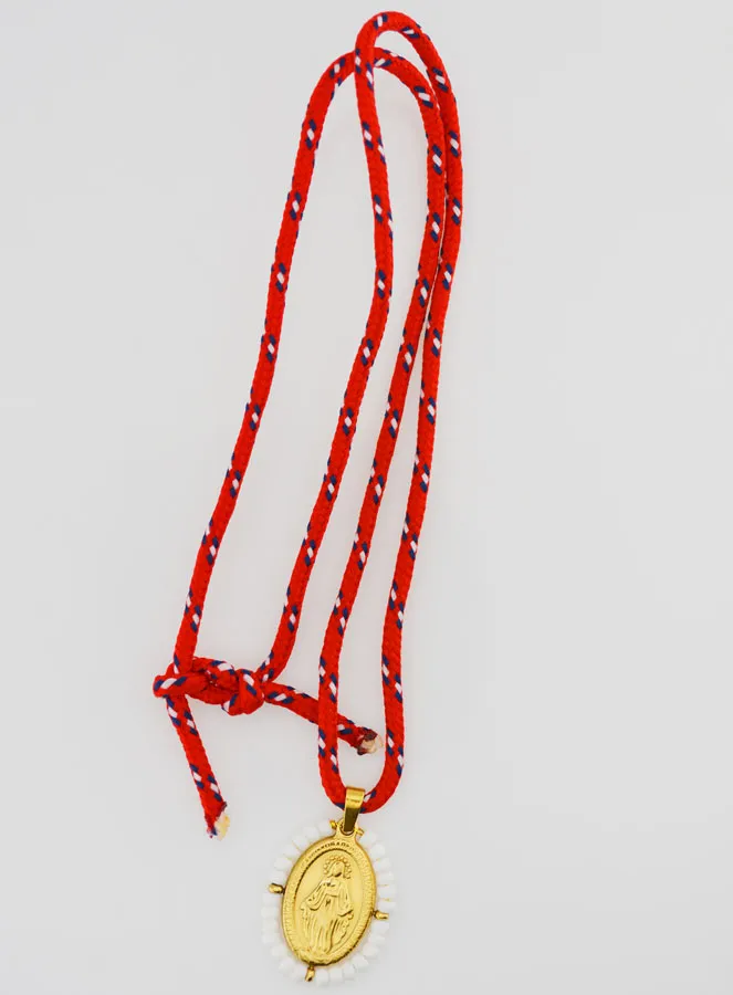 Wonderdadige Medaille Witte Kralen en Koord (pic 3)