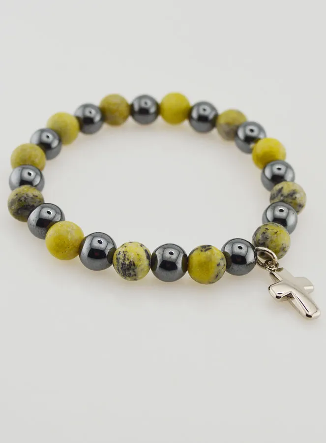 Armband met Kruis - Hematiet en Serpentijn (pic 4)