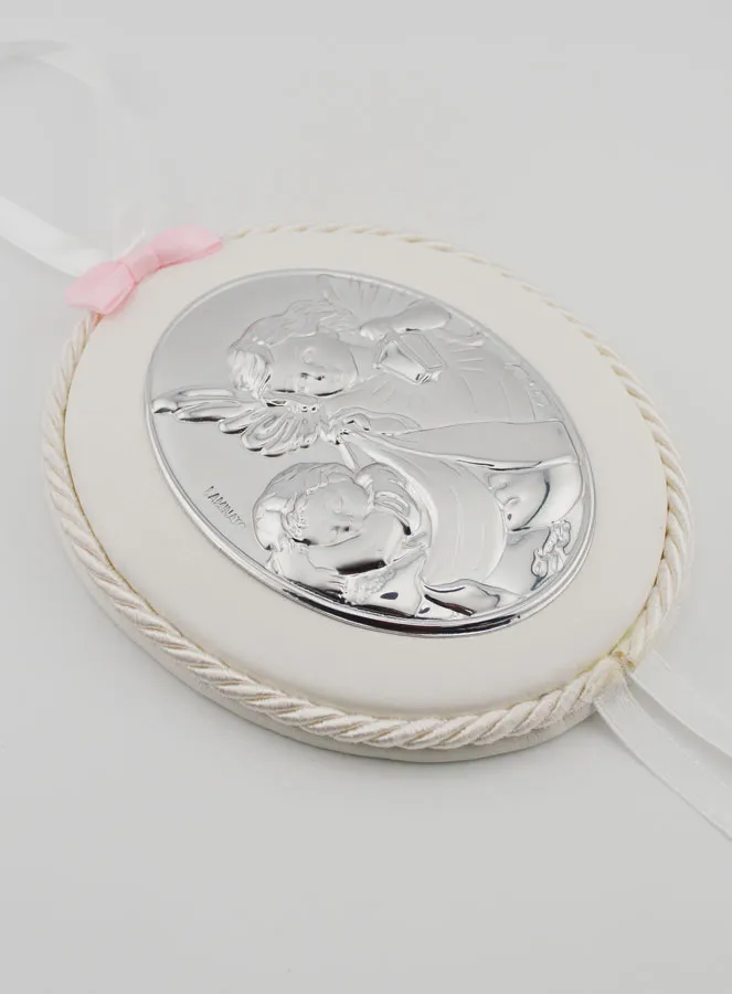 Doopgeschenk voor Meisje -  Medaillon voor Babywieg Engel en Lantaarn (pic 3)