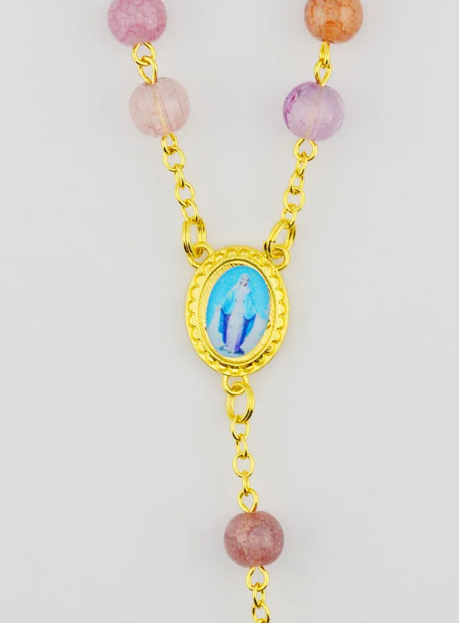 Rozenkrans met Paarse Glas Kralen - Maria Wonderdadige (pic 4)