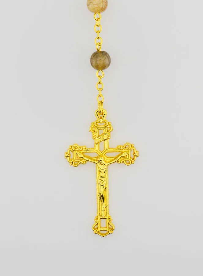 Rozenkrans Maria Wonderdadige met Glazen Kralen - Bruin (pic 3)