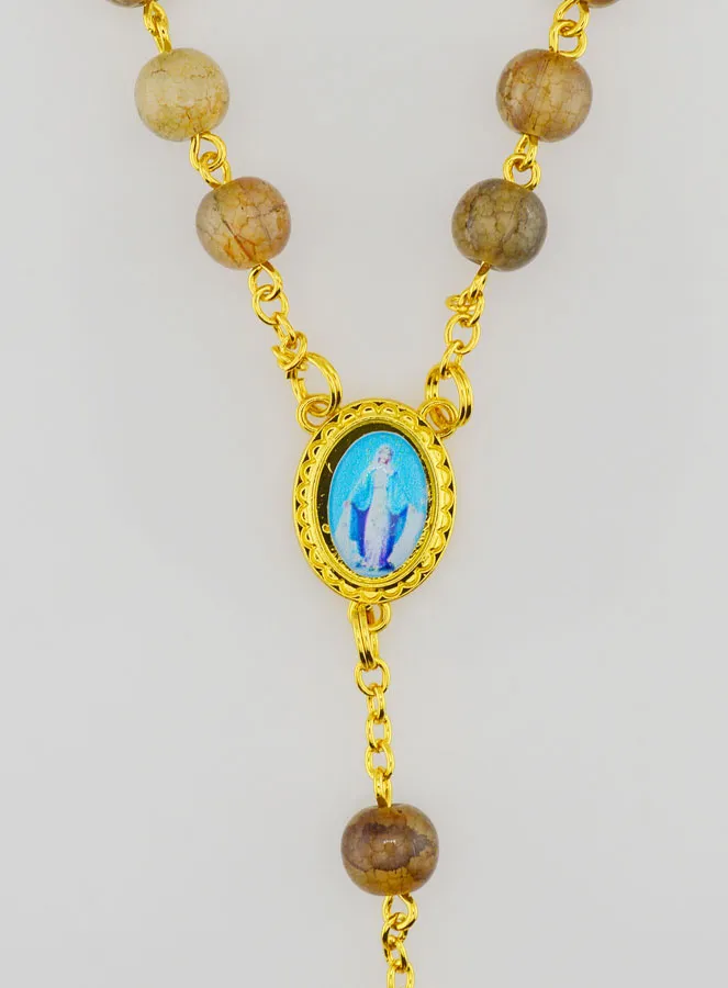 Rozenkrans Maria Wonderdadige met Glazen Kralen - Bruin (pic 4)