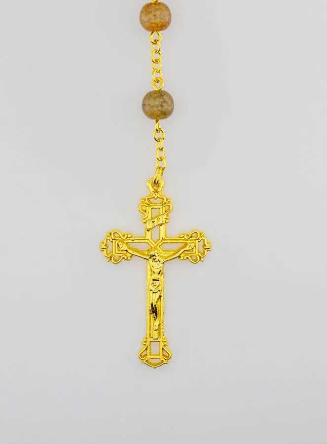 Rozenkrans met Bruine Glazen Kralen - Wonderdadige Medaille (pic 3)