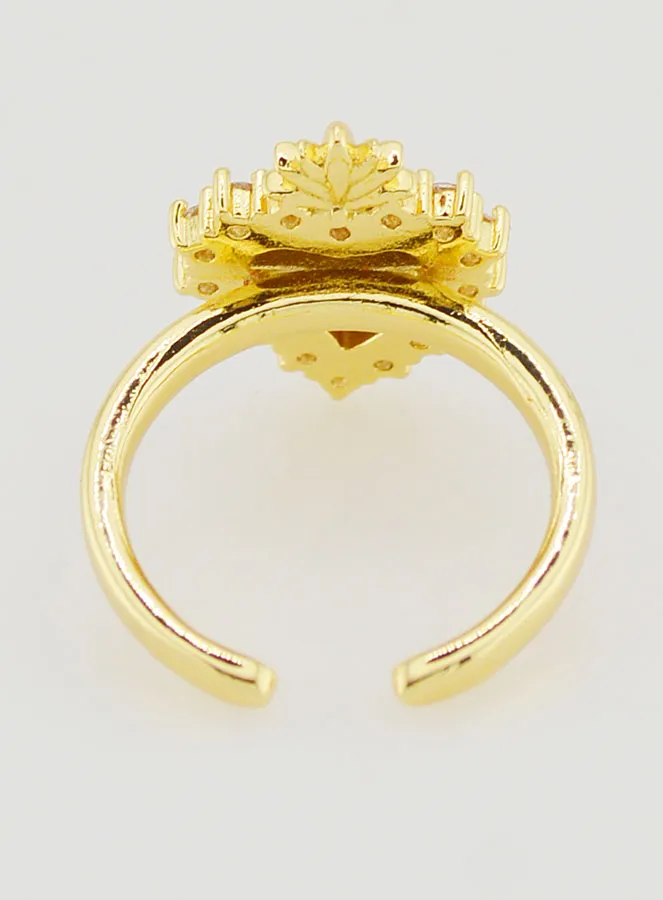 Verstelbare Ex Voto Ring van Goudkleurig Messing en Strass (pic 4)