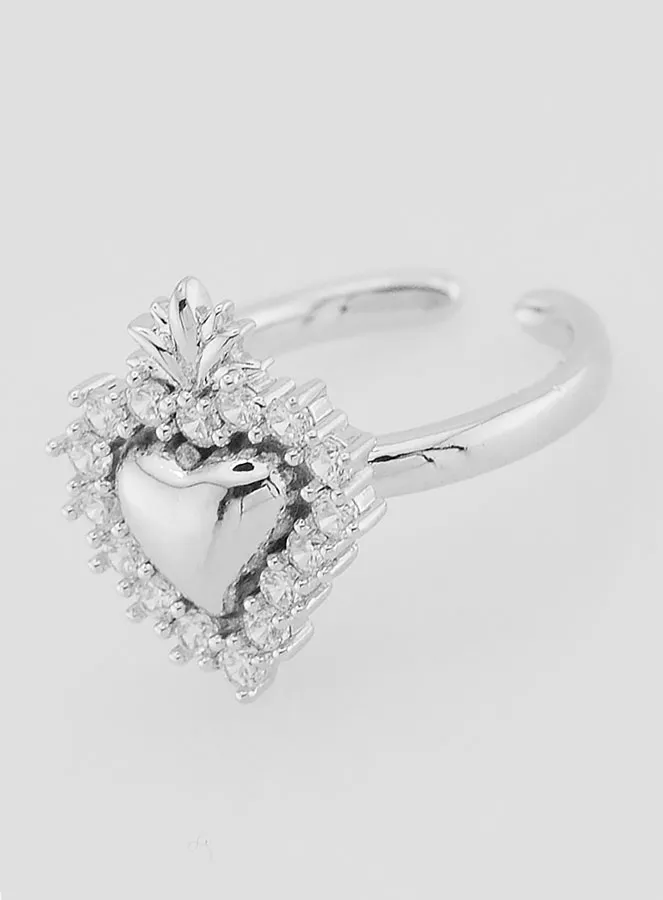 Verstelbare Ex Voto Ring Zilverkleurig Messing en Strass (pic 2)