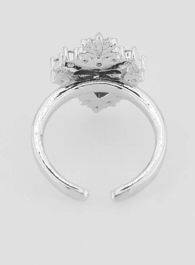 Verstelbare Ex Voto Ring Zilverkleurig Messing en Strass (pic 4)