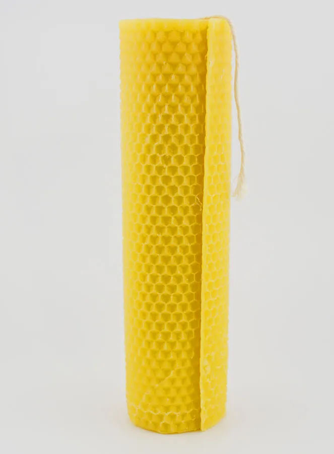 Natuurlijke Bijenwas Kaars met Honingraat Structuur - 20cm (pic 1)
