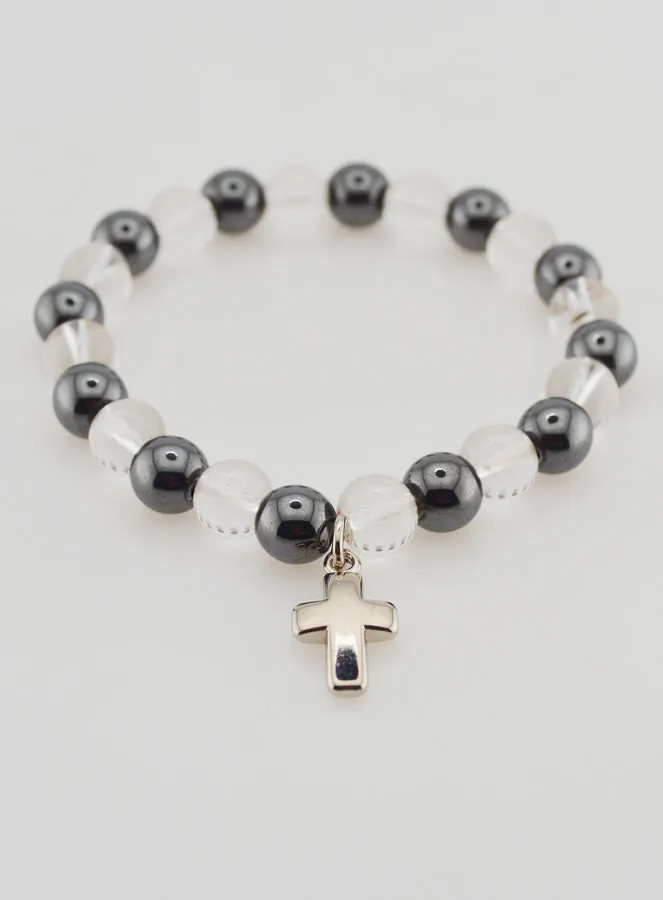 Edelsteen Armband Hematiet en Bergkristal (pic 2)