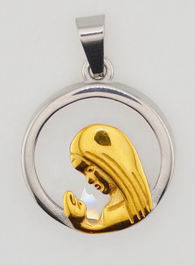 Hanger Maria in Gebed 20mm - Glas en Roestvrij Staal (pic 1)