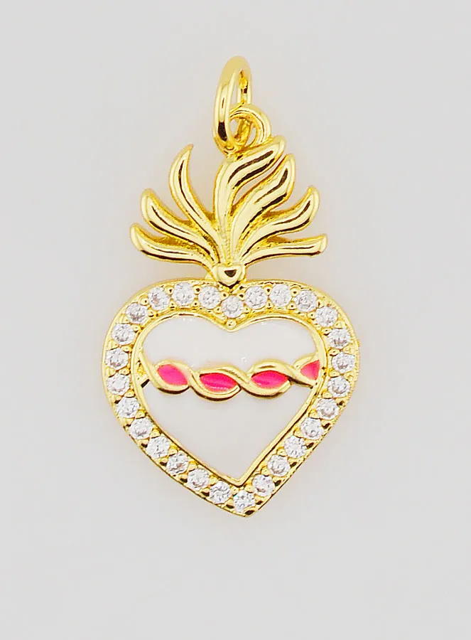 Ex-Voto Hanger van Goudkleurig Messing en Emaille - 20mm (pic 1)