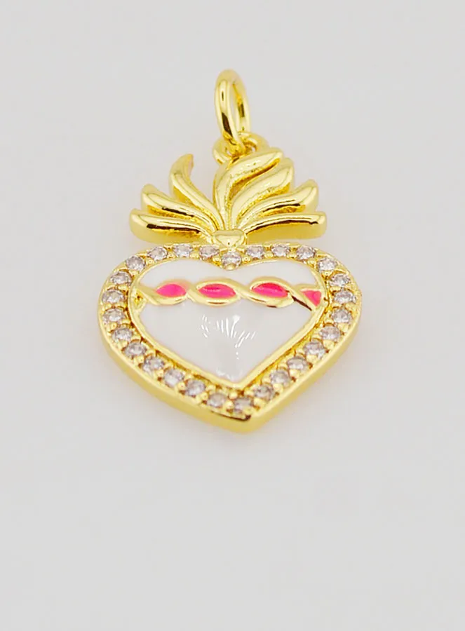 Ex-Voto Hanger van Goudkleurig Messing en Emaille - 20mm (pic 2)