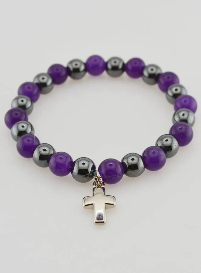 Edelsteen Armband Hematiet en Amethist (pic 2)