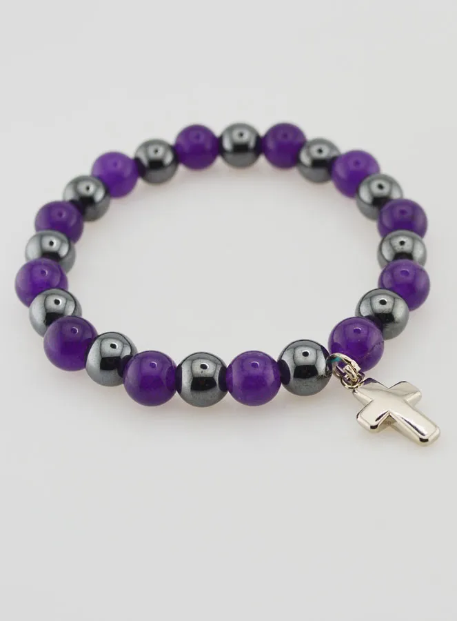 Edelsteen Armband Hematiet en Amethist (pic 3)