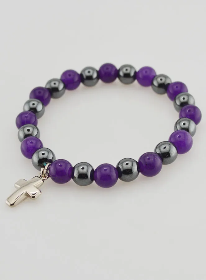 Edelsteen Armband Hematiet en Amethist (pic 4)