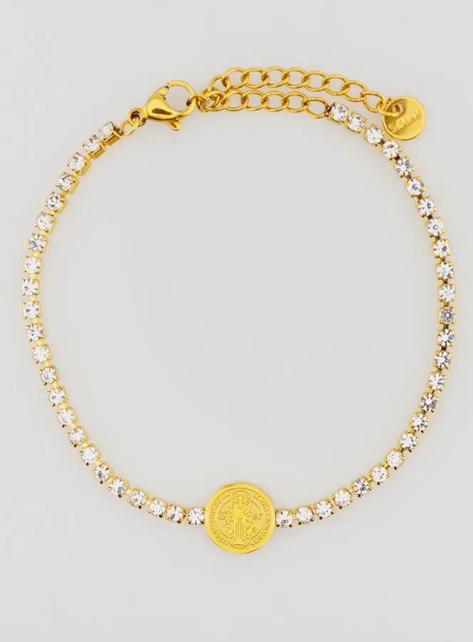 Armband Sint Benedictus van Goudkleurig Roestvrij Staal (pic 1)