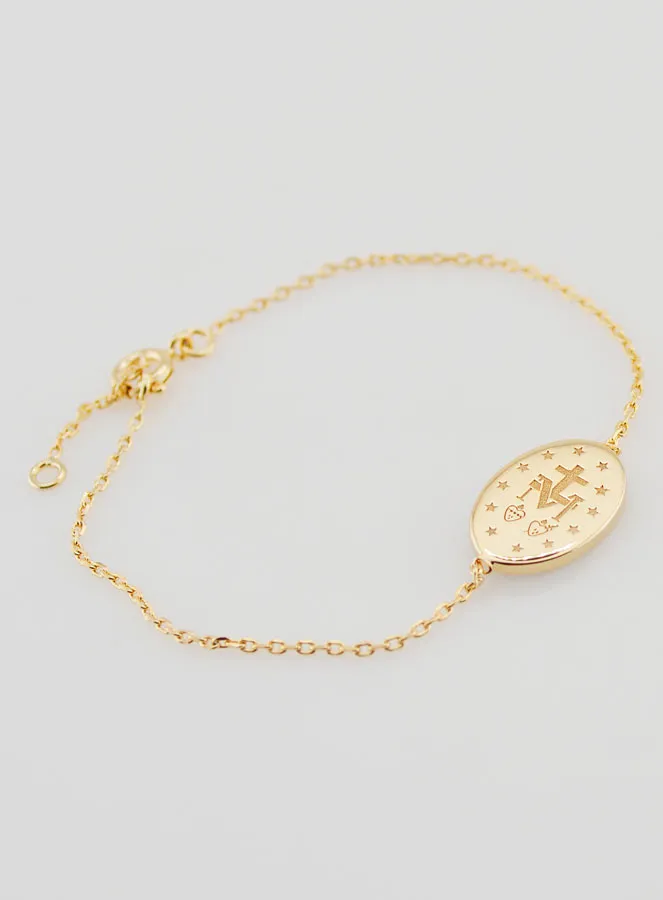 Armband Wonderdadige Medaille - Verguld en Blauw Emaille (pic 3)