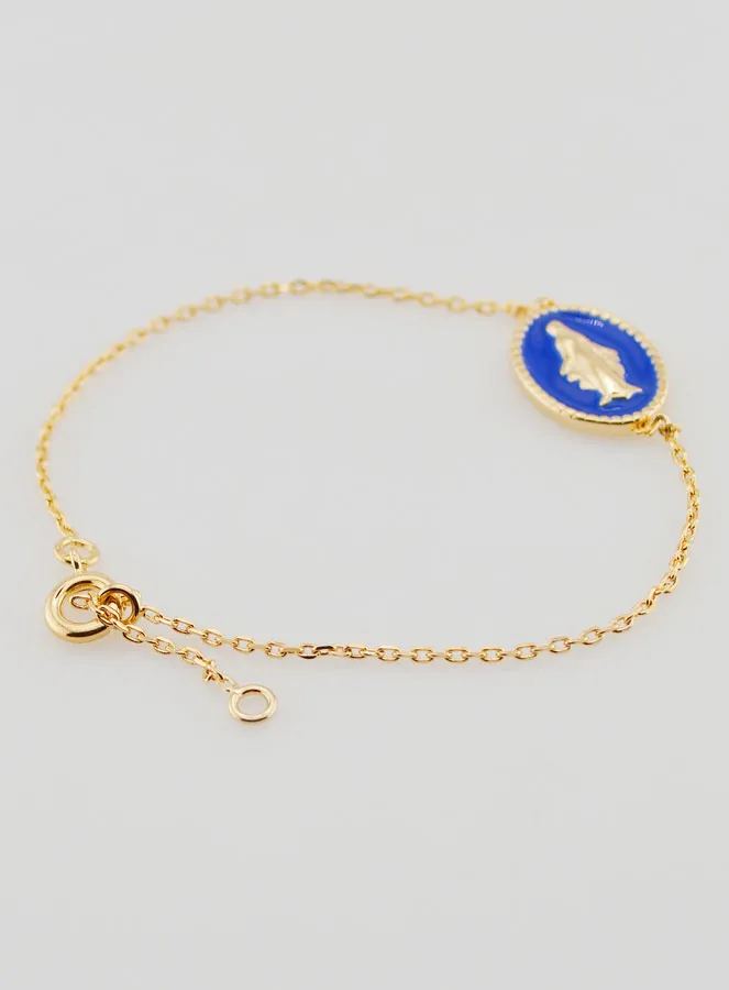 Armband Wonderdadige Medaille - Verguld en Blauw Emaille (pic 4)