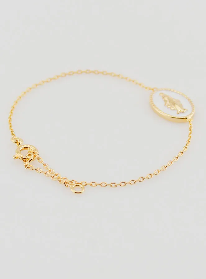 Armband Wonderdadige Medaille - Verguld en Wit Emaille (pic 3)