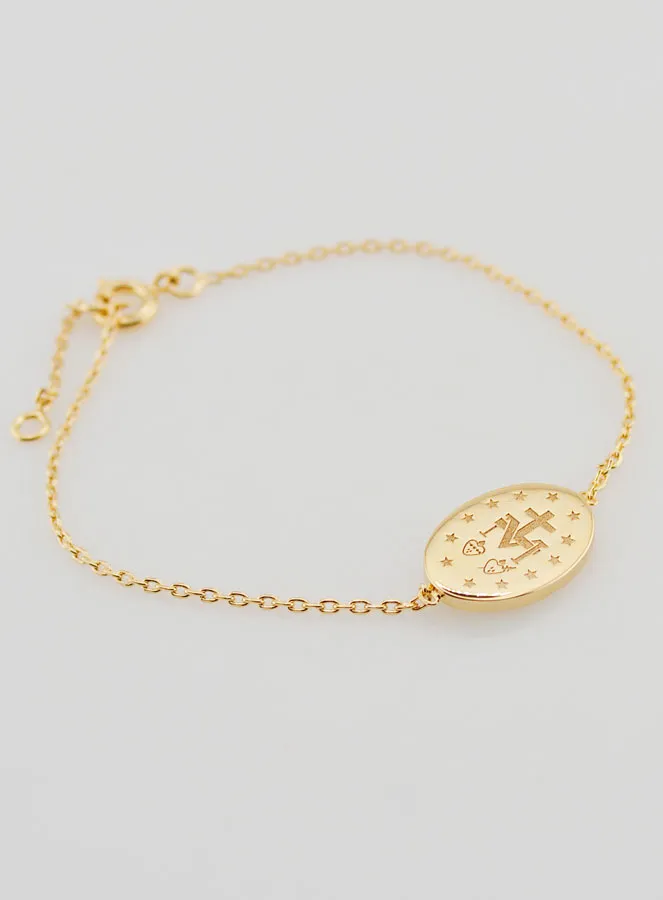 Armband Wonderdadige Medaille - Verguld en Wit Emaille (pic 4)