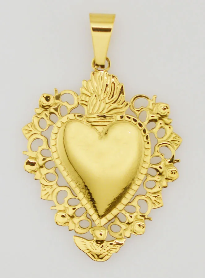 Grote Ex Voto Hanger van Goudkleurig Roestvrij Staal - 37mm (pic 1)