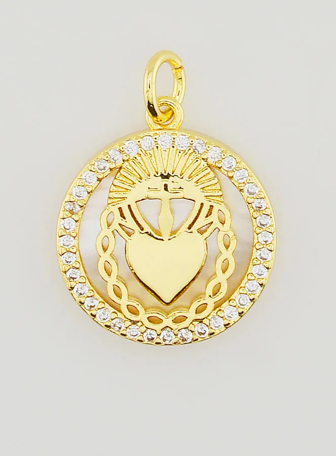 Ex Voto Hanger Parelmoer en Strass - 16mm (pic 1)