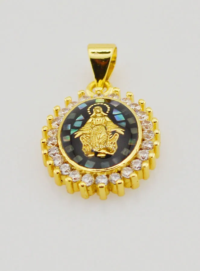 Medaille Maria Wonderdadige Glinsterend Zwart - 17mm (pic 2)