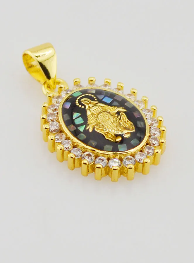 Medaille Maria Wonderdadige Glinsterend Zwart - 17mm (pic 3)