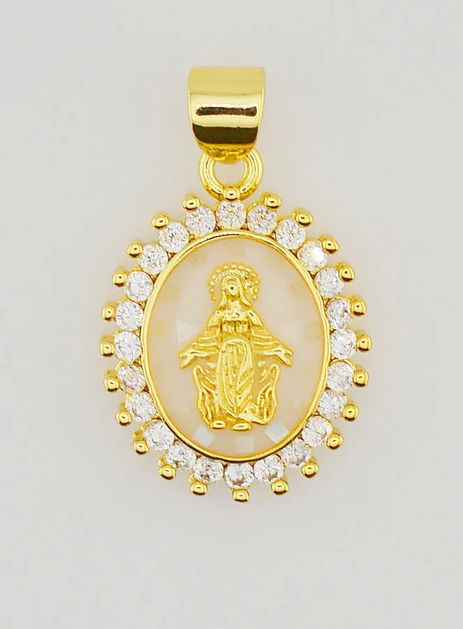 Medaille Maria Wonderdadige Ivoorkleurig - 17mm (pic 1)