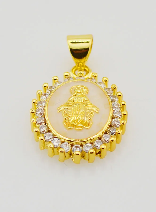 Medaille Maria Wonderdadige Ivoorkleurig - 17mm (pic 2)