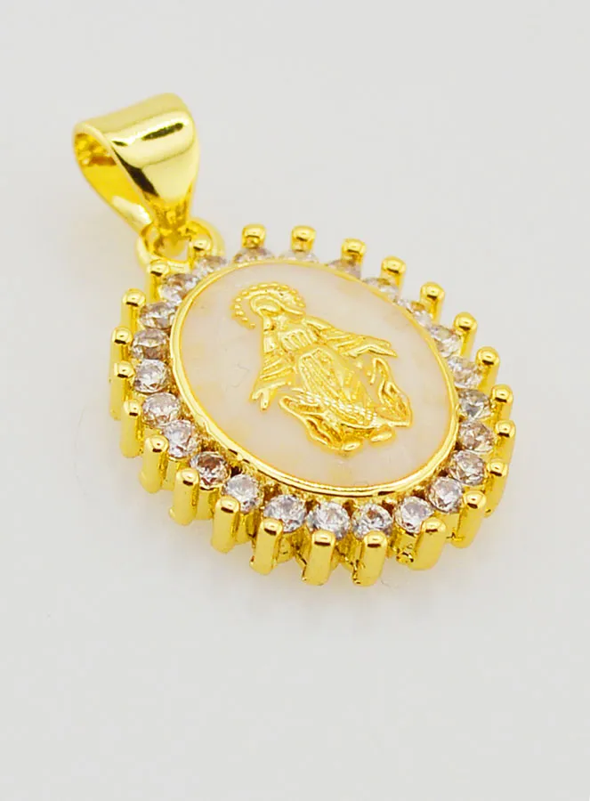 Medaille Maria Wonderdadige Ivoorkleurig - 17mm (pic 3)