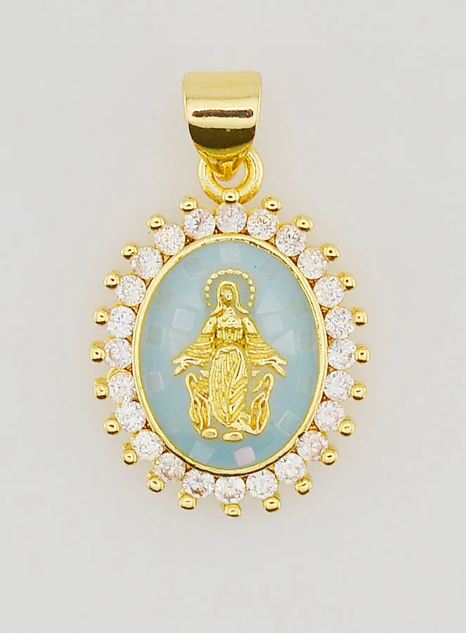 Blauwe Medaille Maria Wonderdadige - 17mm (pic 1)