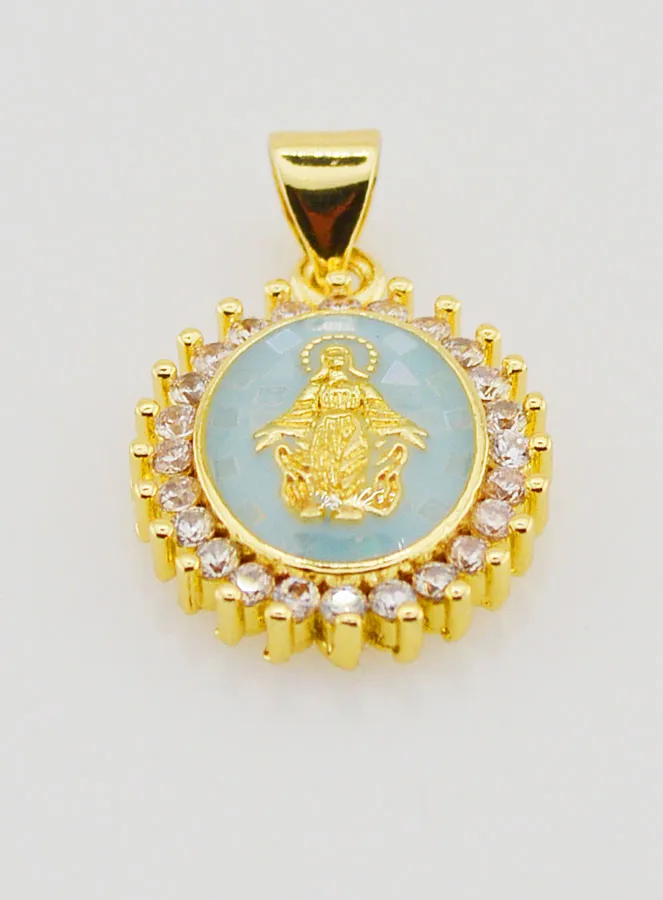 Blauwe Medaille Maria Wonderdadige - 17mm (pic 2)