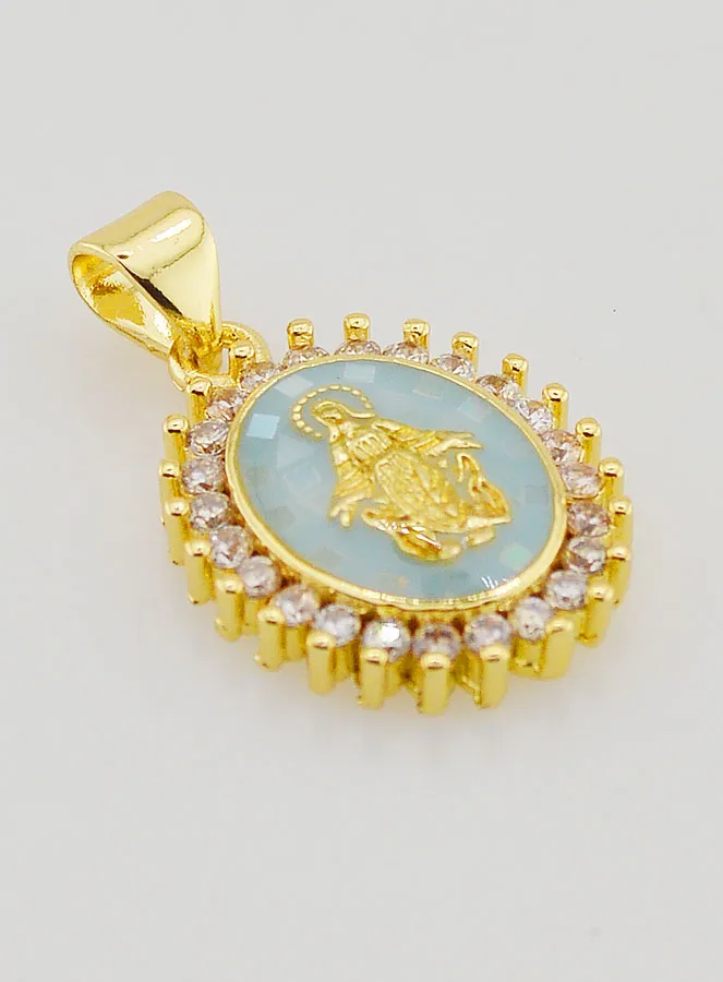 Blauwe Medaille Maria Wonderdadige - 17mm (pic 3)