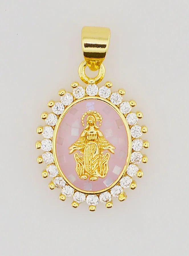 Roze Medaille Maria Wonderdadige - 17mm (pic 1)