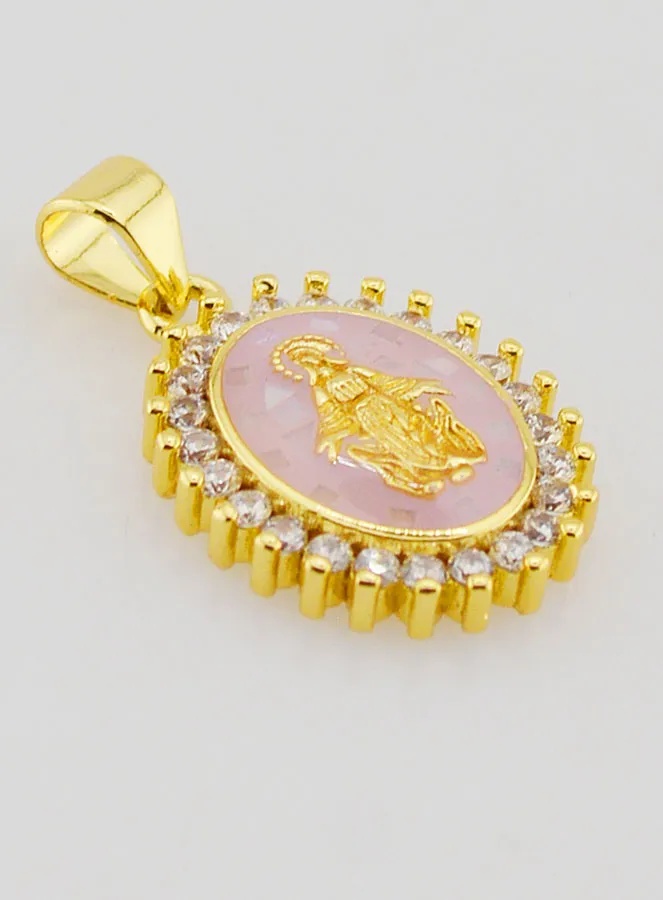 Roze Medaille Maria Wonderdadige - 17mm (pic 3)