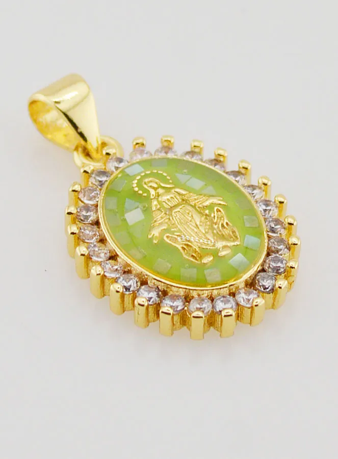 Groene Medaille Maria Wonderdadige - 17mm (pic 3)