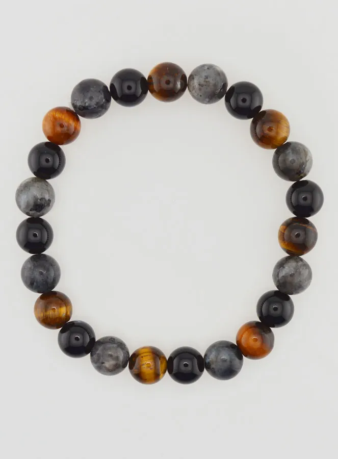 Armband van Tijgeroog - Onyx - Larvikiet - 8mm (pic 1)