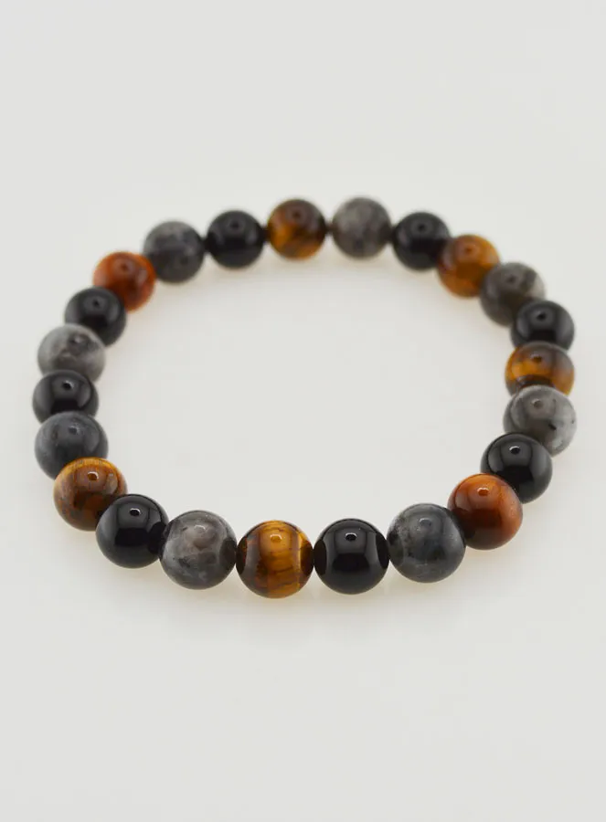 Armband van Tijgeroog - Onyx - Larvikiet - 8mm (pic 2)