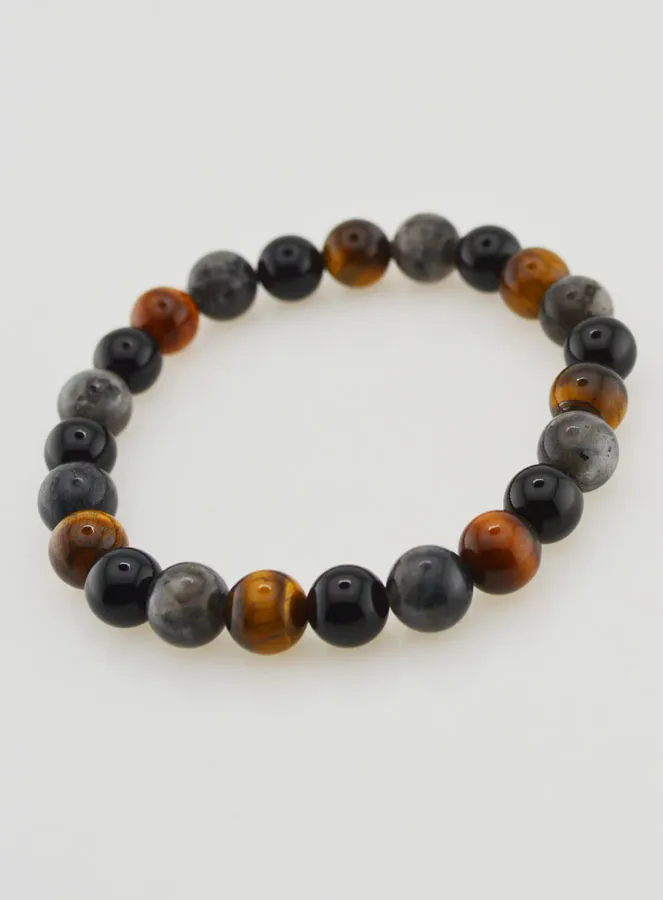 Armband van Tijgeroog - Onyx - Larvikiet - 8mm (pic 4)