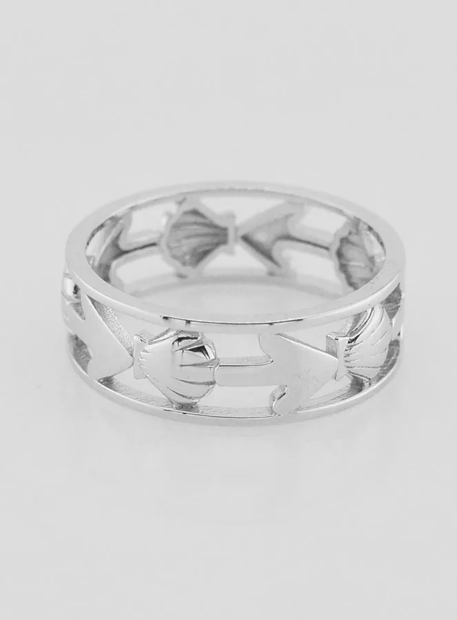 Opengewerkte Zilveren Ring Schelp en Anker - Maat 56 (pic 1)