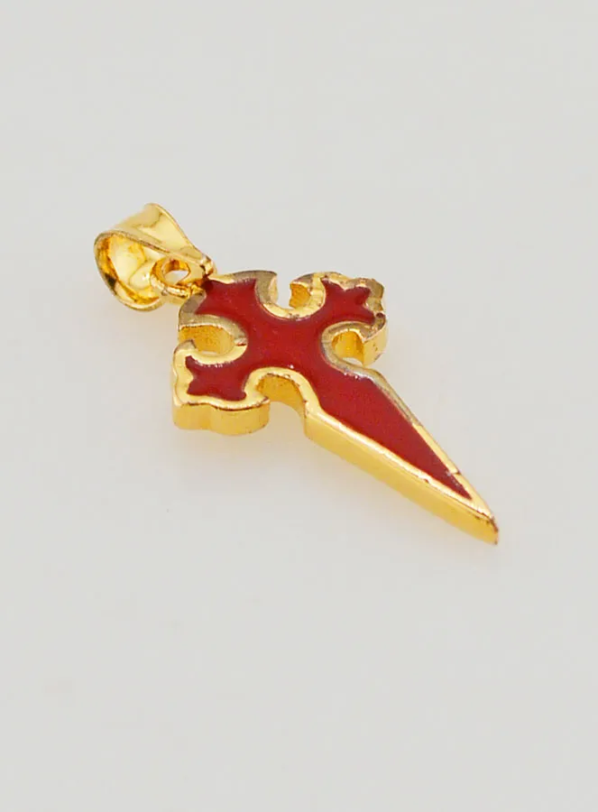 Verguld Kruis van Sint Jacob met Emaille - 17mm (pic 3)