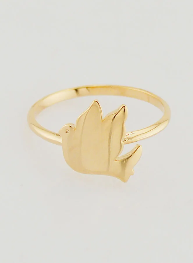 Vergulde Ring Vredesduif - Maat 52 (pic 1)