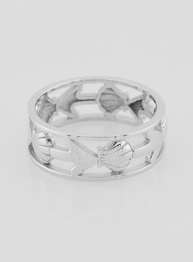 Opengewerkte Zilveren Ring Schelp en Anker - Maat 54 (pic 1)