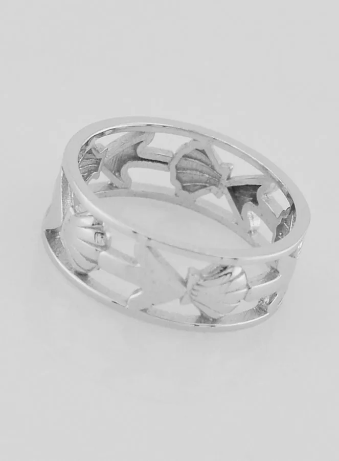 Opengewerkte Zilveren Ring Schelp en Anker - Maat 54 (pic 2)