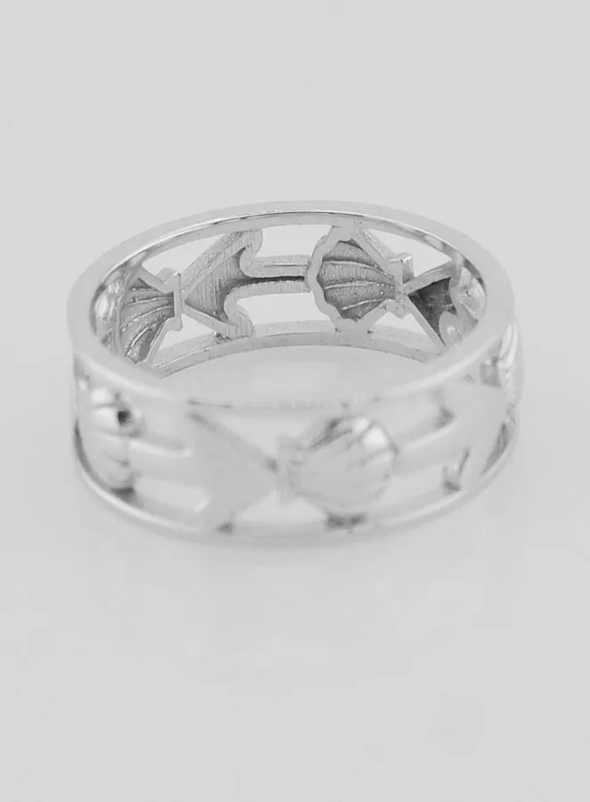 Opengewerkte Zilveren Ring Schelp en Anker - Maat 54 (pic 4)