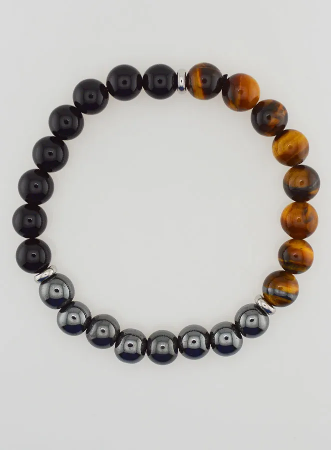 Armband van Tijgeroog - Onyx - Hematiet - 8mm (pic 1)