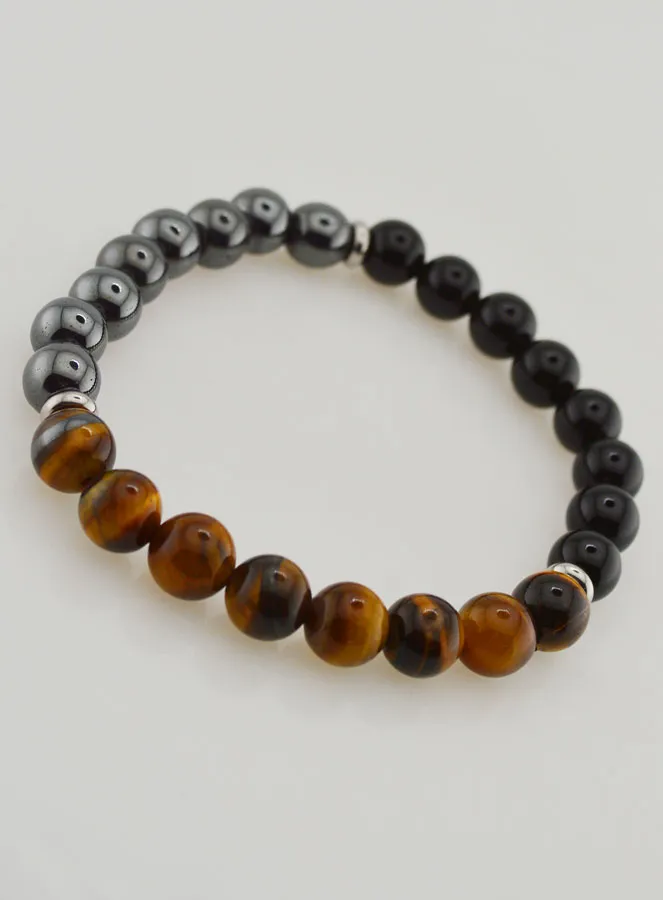 Armband van Tijgeroog - Onyx - Hematiet - 8mm (pic 2)