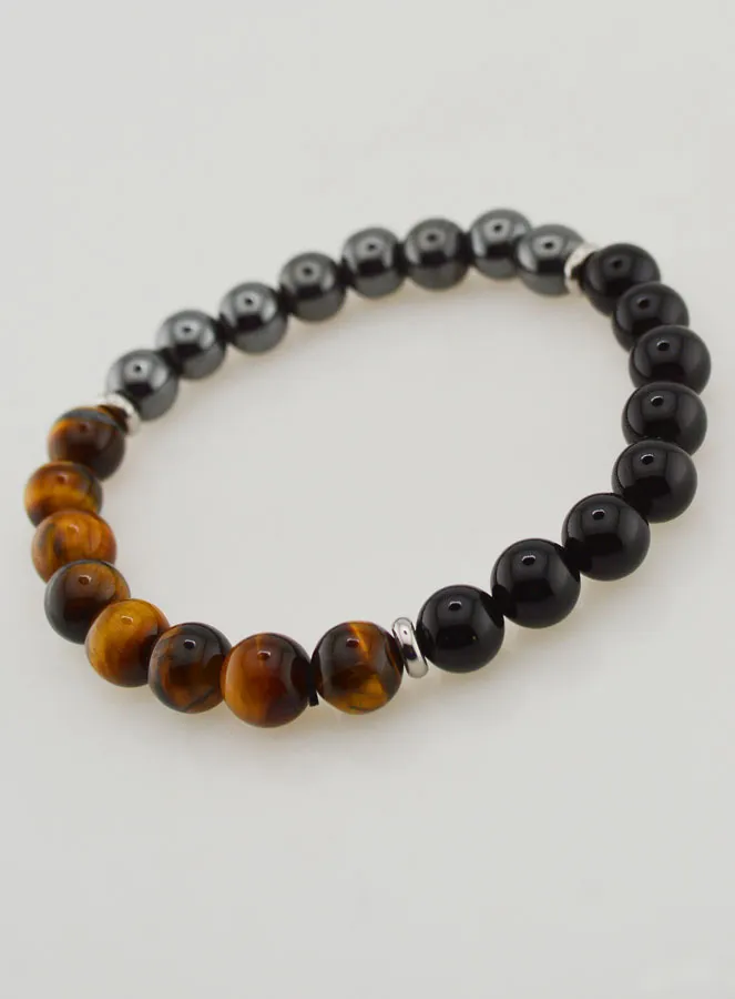 Armband van Tijgeroog - Onyx - Hematiet - 8mm (pic 3)