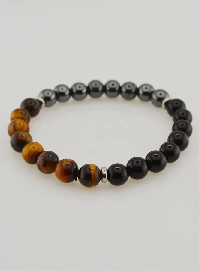 Armband van Tijgeroog - Onyx - Hematiet - 8mm (pic 4)